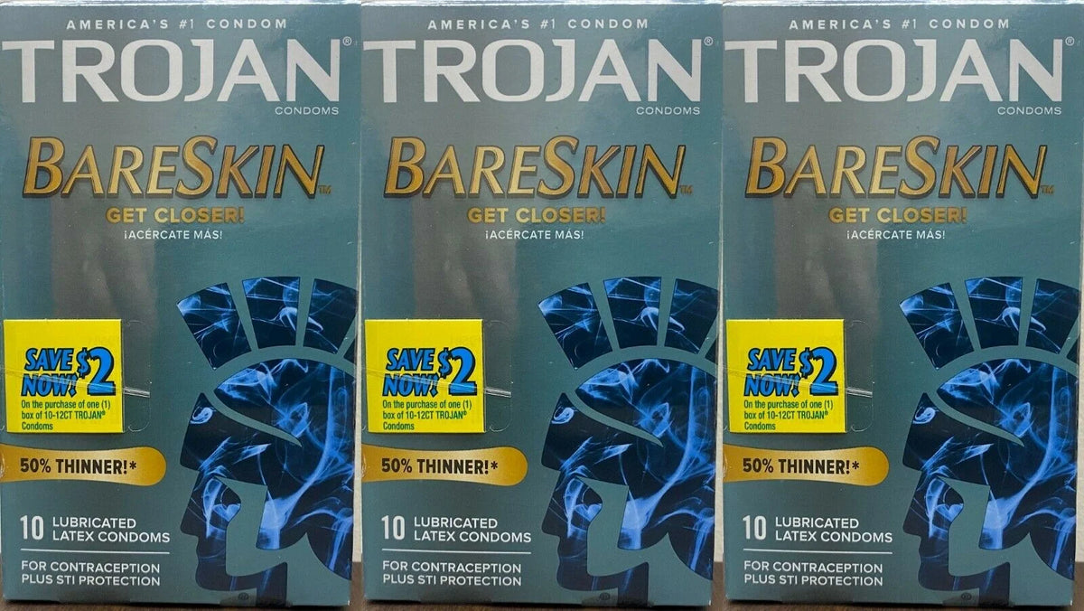 3-Pack Trojan Bareskin 10 Lubricated Latex Condoms F350370