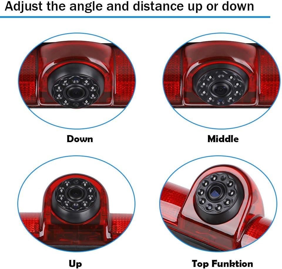 Rear View Backup Camera with Third Brake Light Waterproof Night Vision Reverse Camera Built-in Microphone Pack of 2 X85820