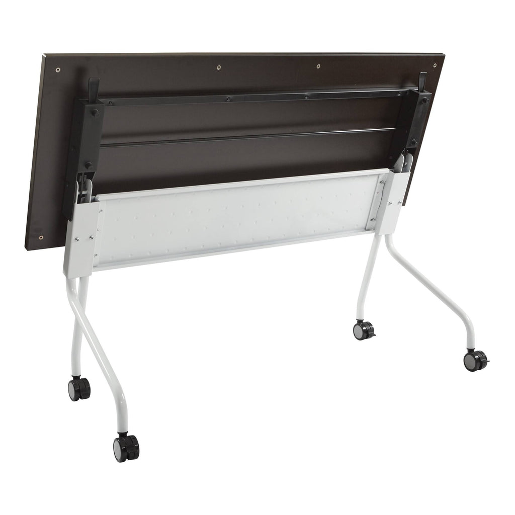 Espresso Flip-Top Training Table 60 x 24 with White Frame Y2731
