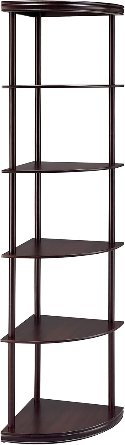 5-Shelf Corner Bookshelf Cappuccino Y77590