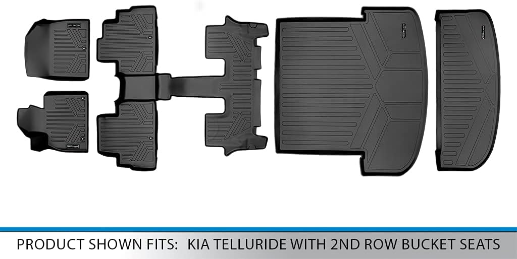 Black 3 Row & Both Cargo Liners Floor Mat Bundle D50244