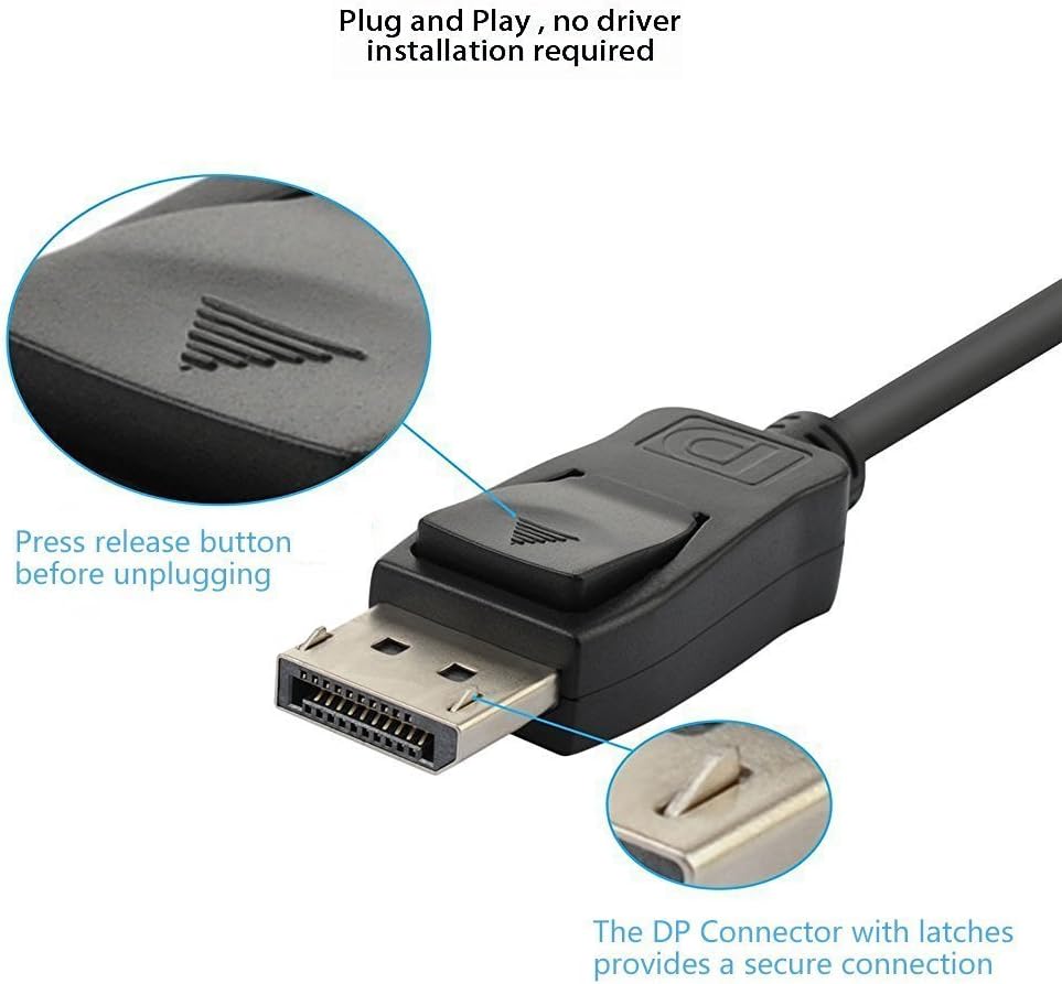 Displayport to DVI Cable 6ft 10-Pack Black Pack of 2 N13865