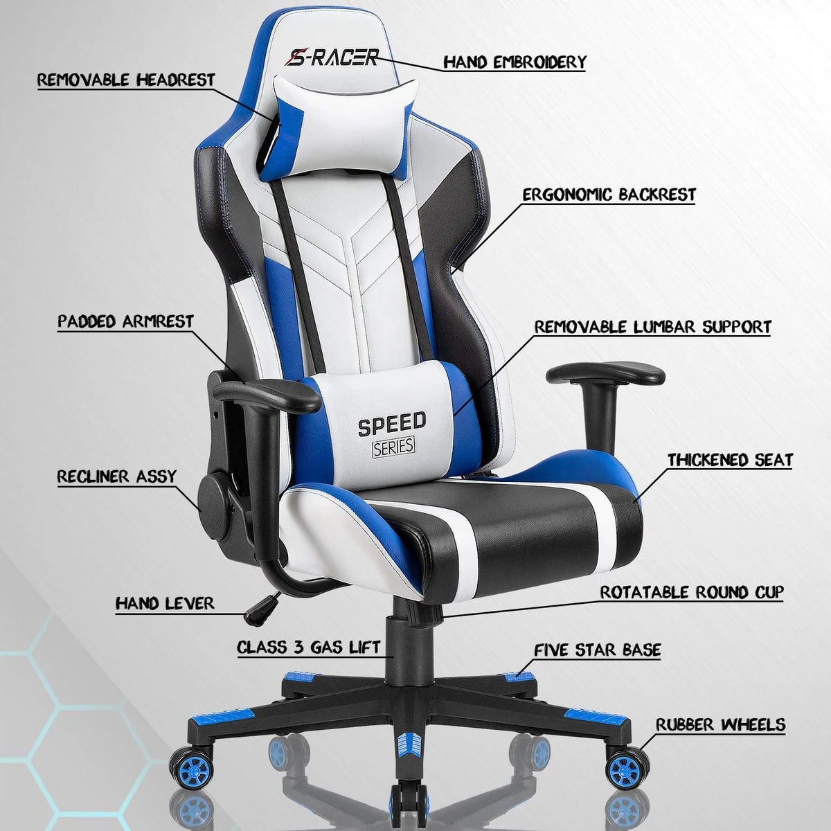 Ergonomic High Back PU Leather Gaming Chair J42769