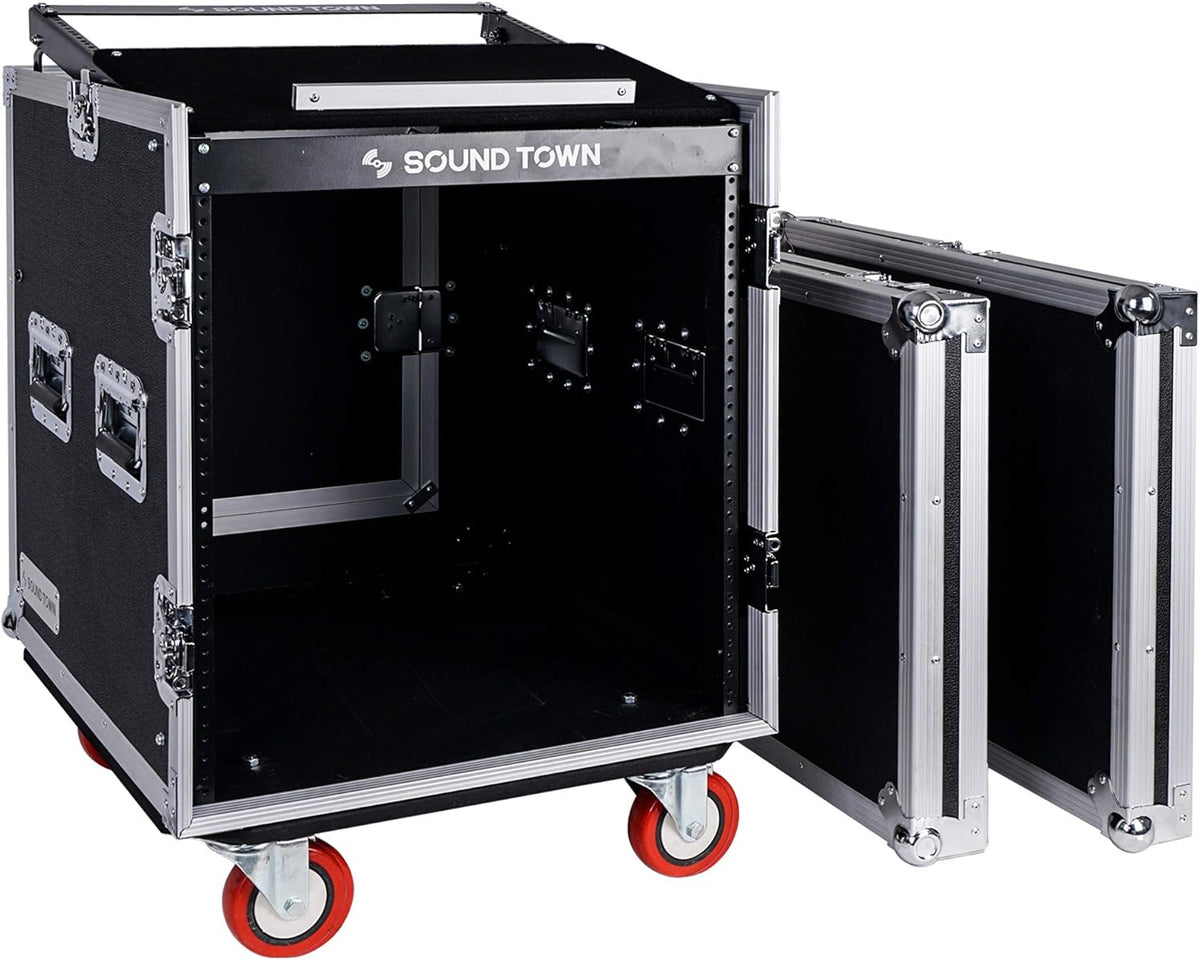12U Slant Mixer Top Rack Case with Casters A185