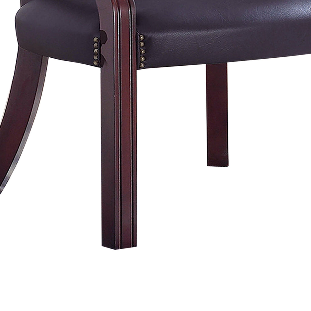 Brown Leatherette Accent Chair with Cut Out Back P580911
