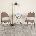 4 Pack Beige Fabric Metal Folding Chair with Easy-Carry Handle G85944