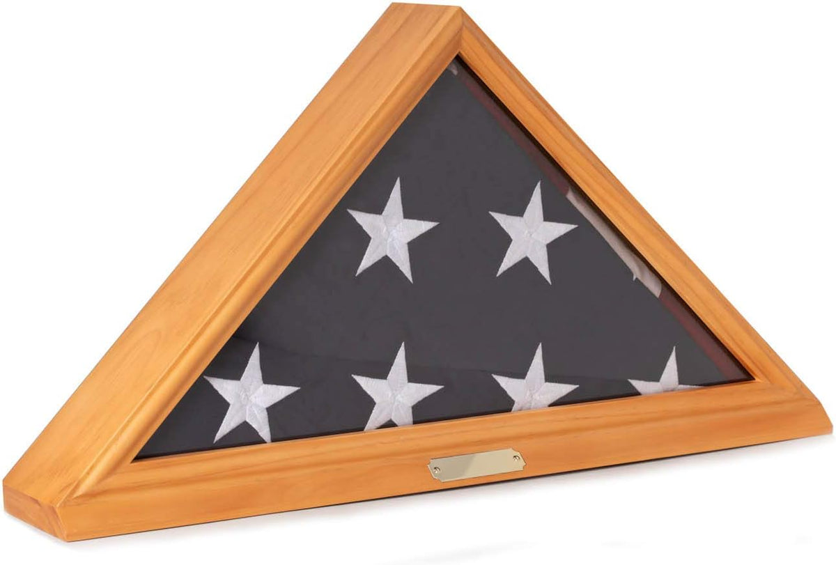 Solid Wood Glass Front Flag Display Case V9207