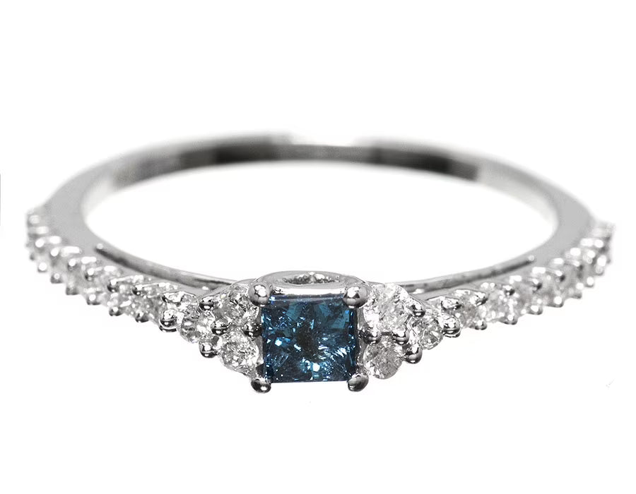 Blue Princess Diamond Solitaire Engagement Ring (0.51 ct) A103