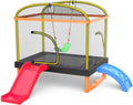 6.5ft 4-in-1 Mini Rectangular Trampoline with Safety Net Enclosure, Padding, Zipper R74002