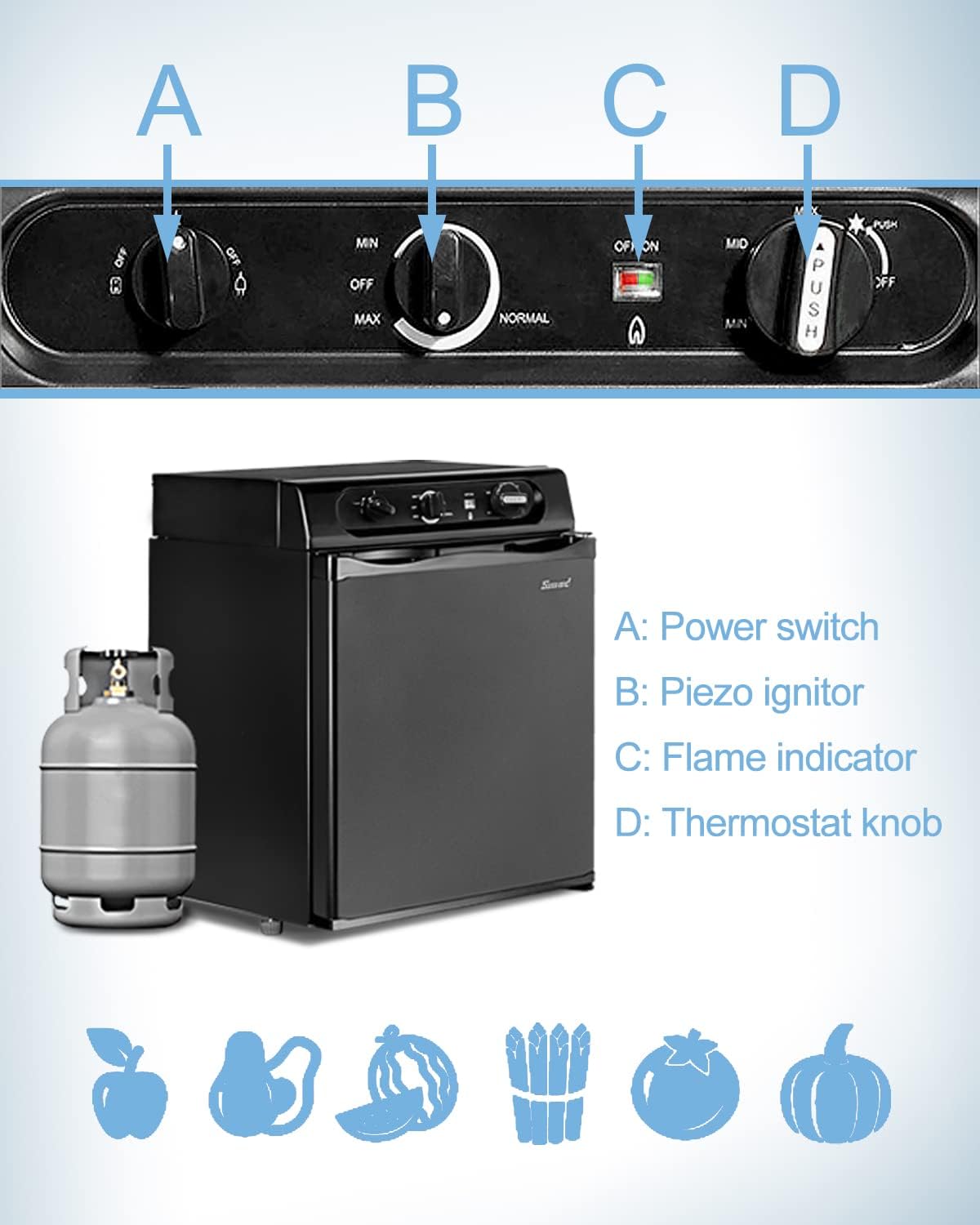 1.4 Cu.ft. 3 Way Propane Refrigerator T679