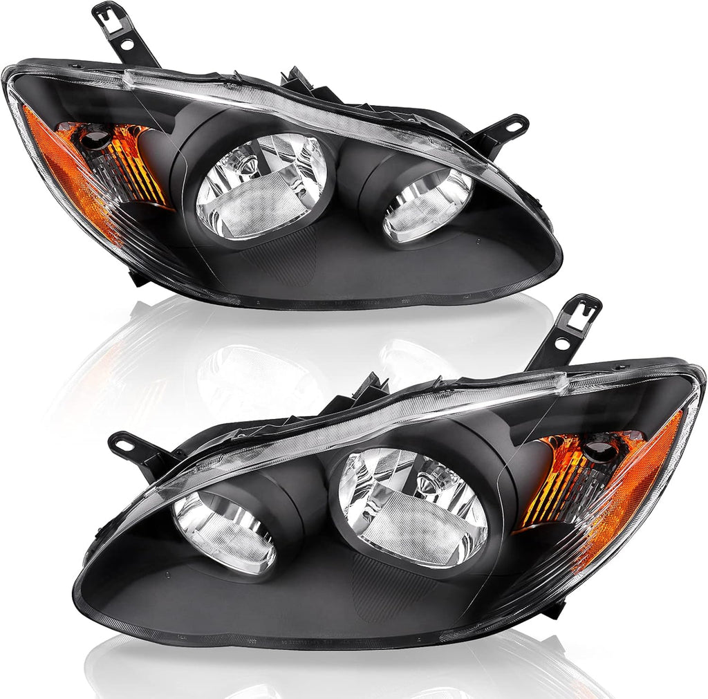 Headlight Assembly Black Housing Amber Reflector Clear Lens U597