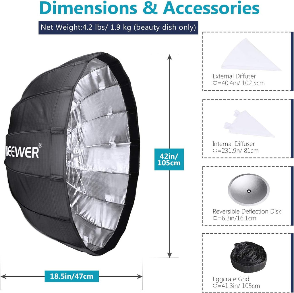 35.4 inches Foldable Octagonal Softbox with Bowens Mount Speedring, Carrying Case N6478