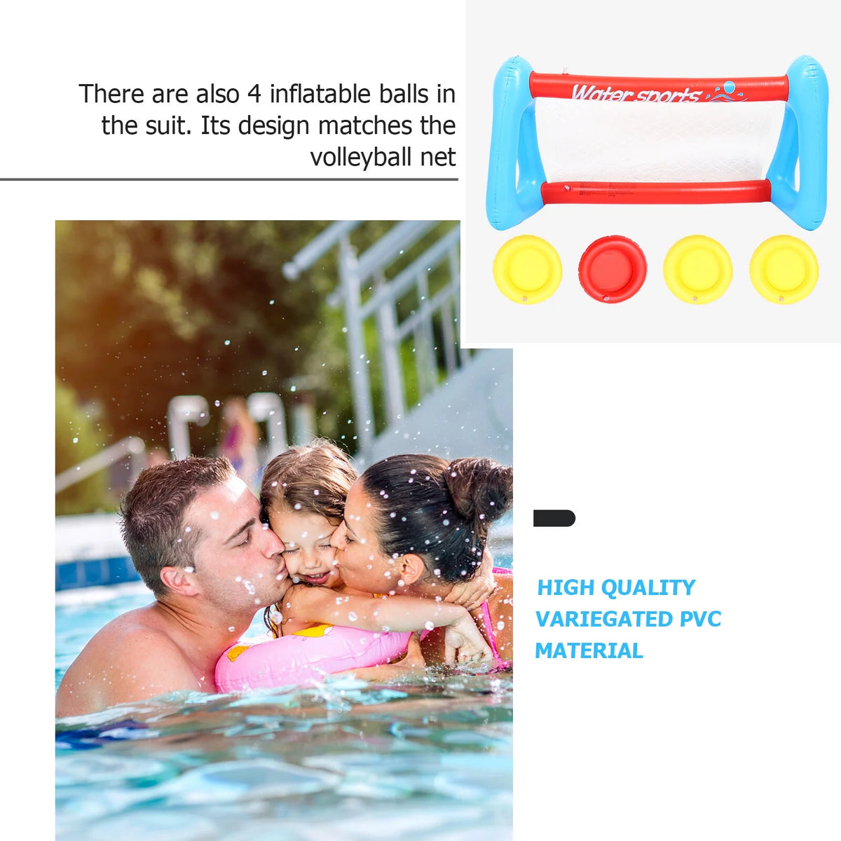 Inflatable Pool Float Set with Volleyball Net and Volleyballs E237918