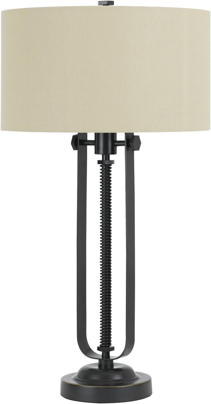 Bronze Table Lamp with Hardback Burlap Shade Y40598