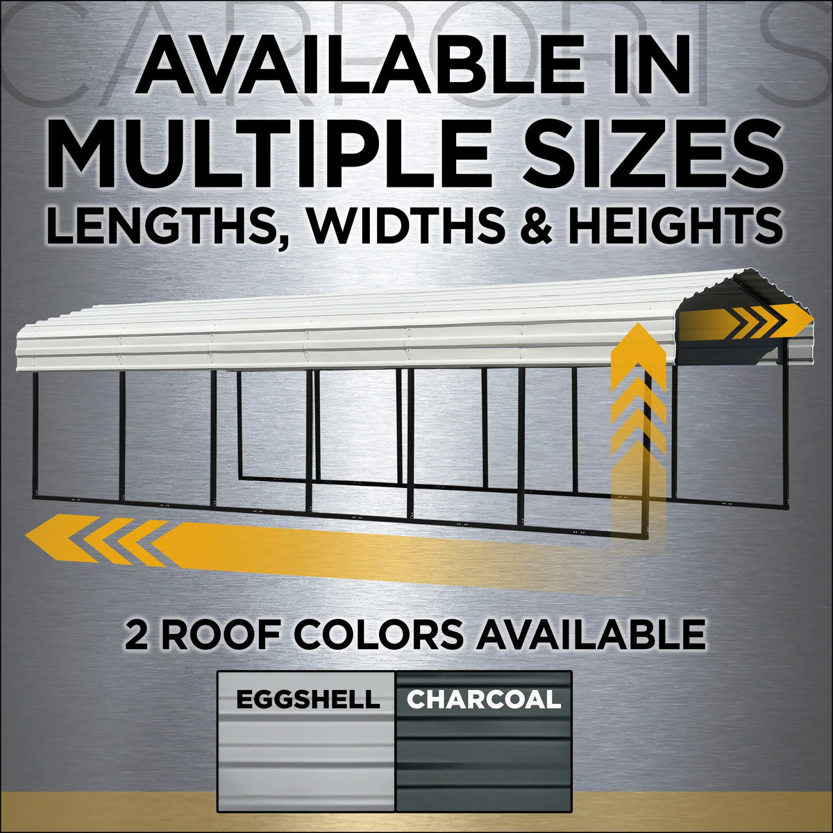 Galvanized Steel Carport Kit, 12' x 20' x 9', Charcoal W363