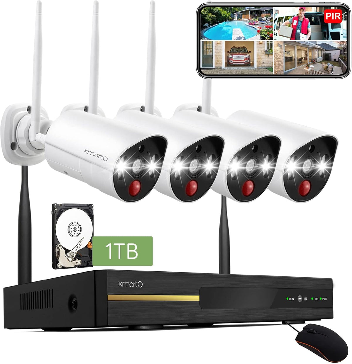 8CH 2K HD Wireless Security Camera System with 1TB HDD O2104