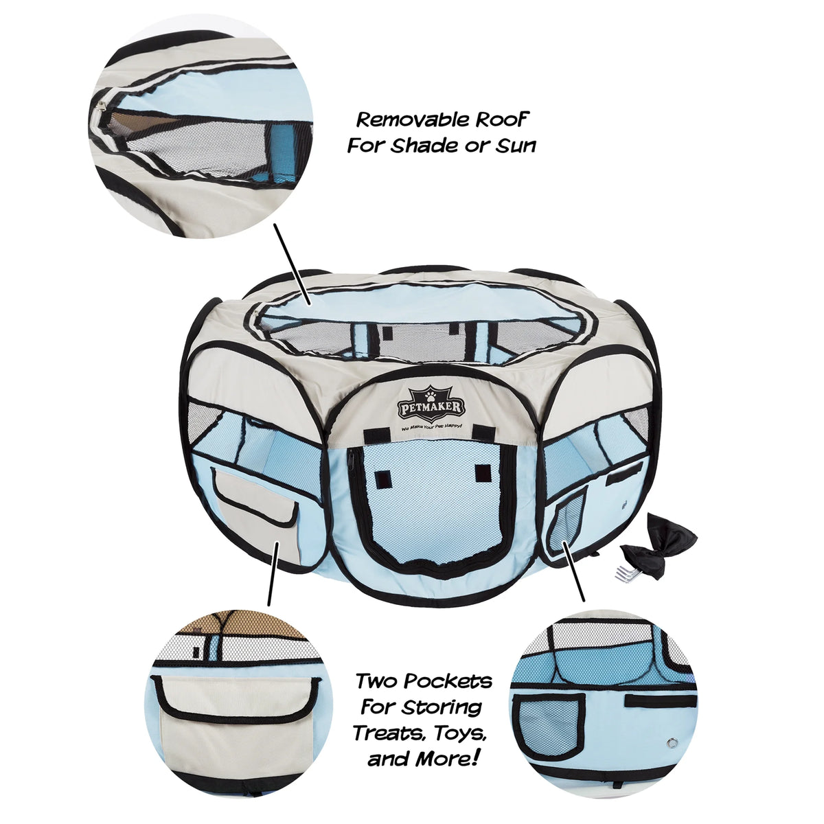 Blue Pop-Up Dog Crate with Carrying Bag Y10129