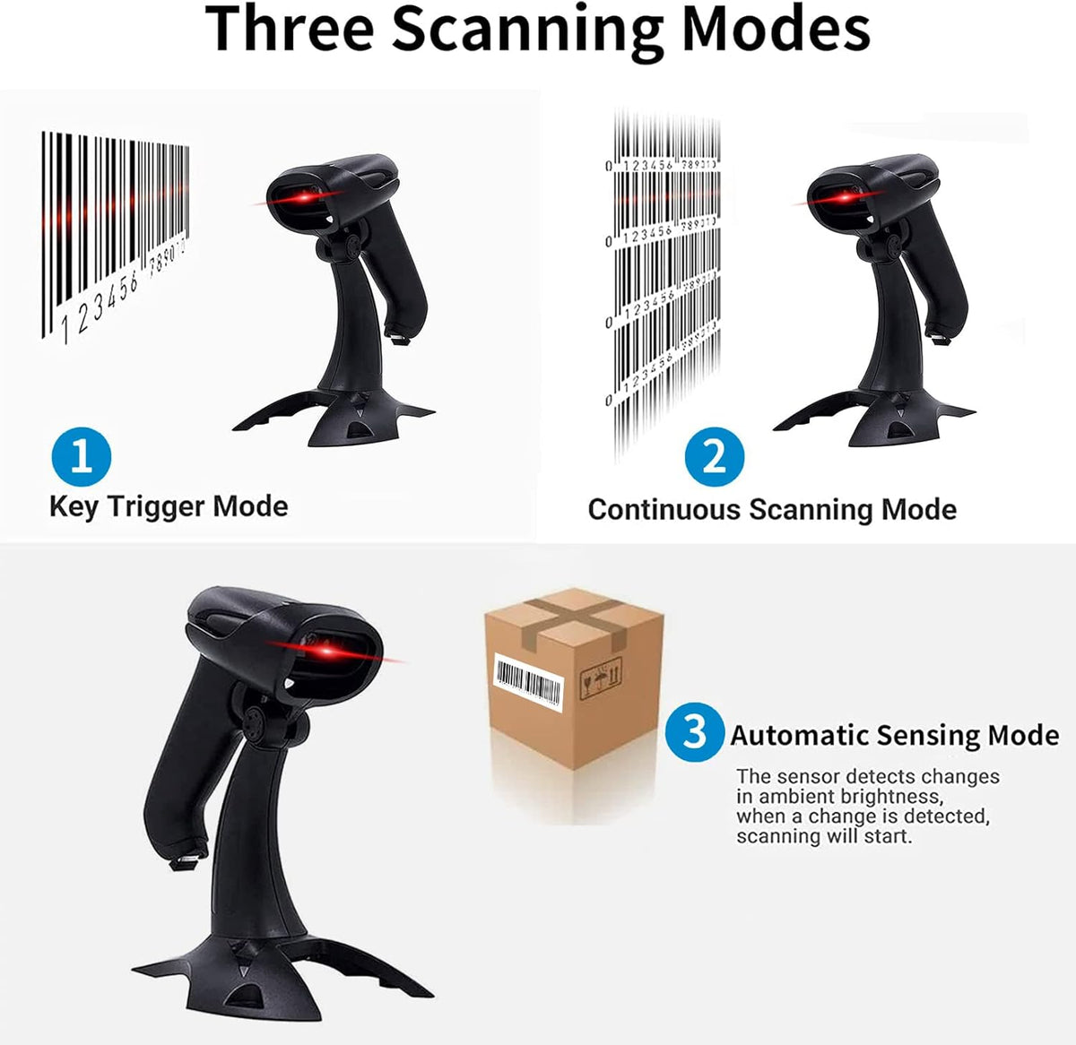 2 Pack Wireless 2D Barcode Scanner with Stand, USB Wired Handheld Bar Code Reader K18181
