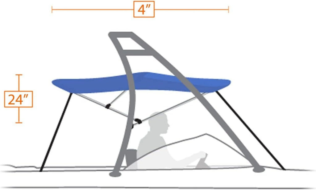 Charcoal Gray Wakeboard Tower Bimini Top with 1" Aluminum Frame E271104