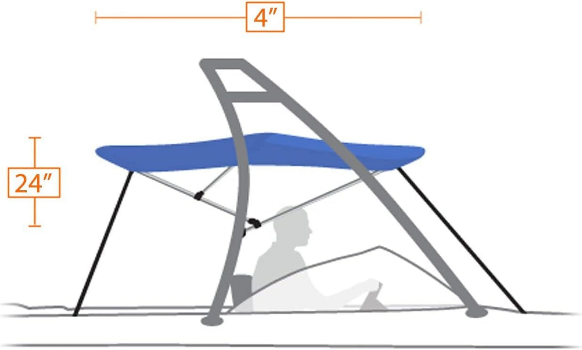 Charcoal Gray Wakeboard Tower Bimini Top with 1" Aluminum Frame E271104