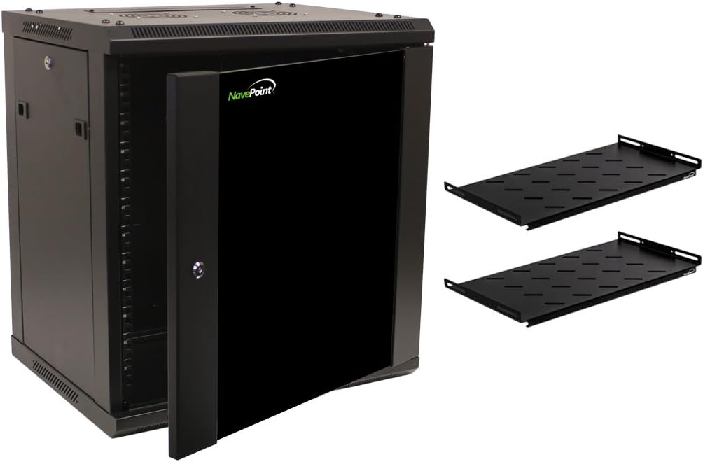12U Wall Mount Network Server Cabinet Rack Enclosure Glass Door Lock Q958168