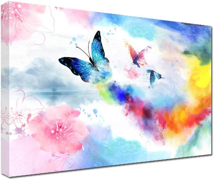 Colorful Butterfly Framed Canvas Wall Art (16'' x 24'') O116