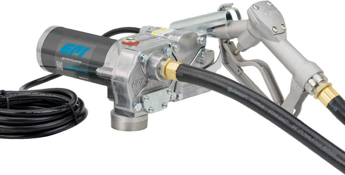 Fuel Transfer Pump with Manual Shut-Off Nozzle, 15 GPM, 10' Hose D641