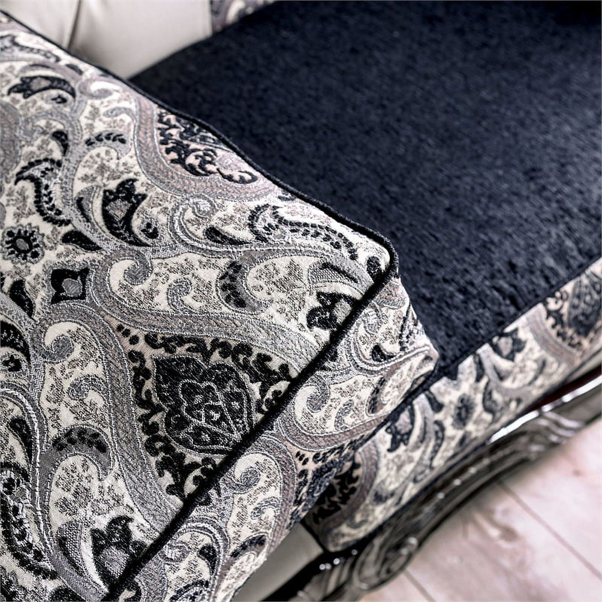 Black and Gray Chenille Upholstered 2-Piece Sofa Set L56506
