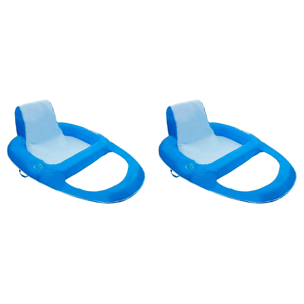 Dark & Light Blue Inflatable Floating Chair with Cup Holder (2 Pack) M7417