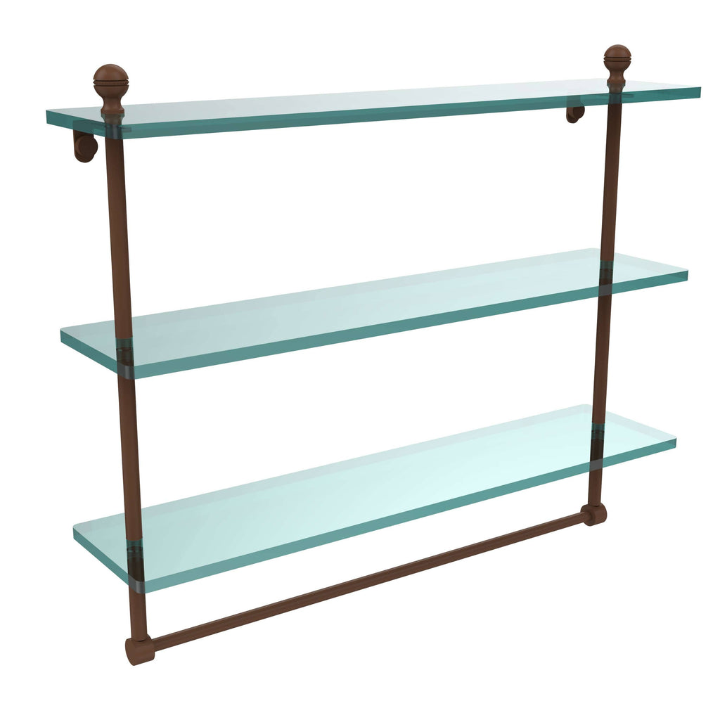 Antique Bronze Triple Tiered Glass Shelf with Towel Bar W676988