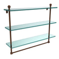 Antique Bronze Triple Tiered Glass Shelf with Towel Bar W676988