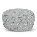 White/Tan Round Pouf Ottoman G586266