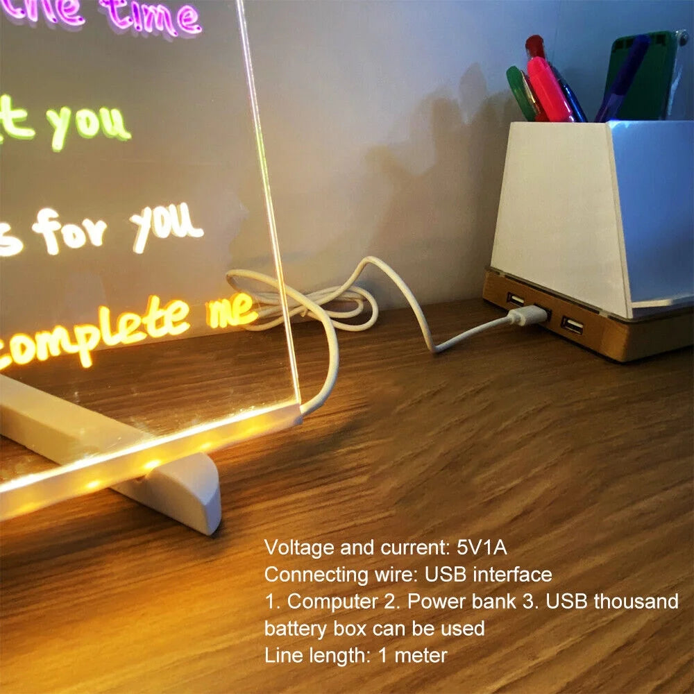 Acrylic Message Note Board LED Lamp O637
