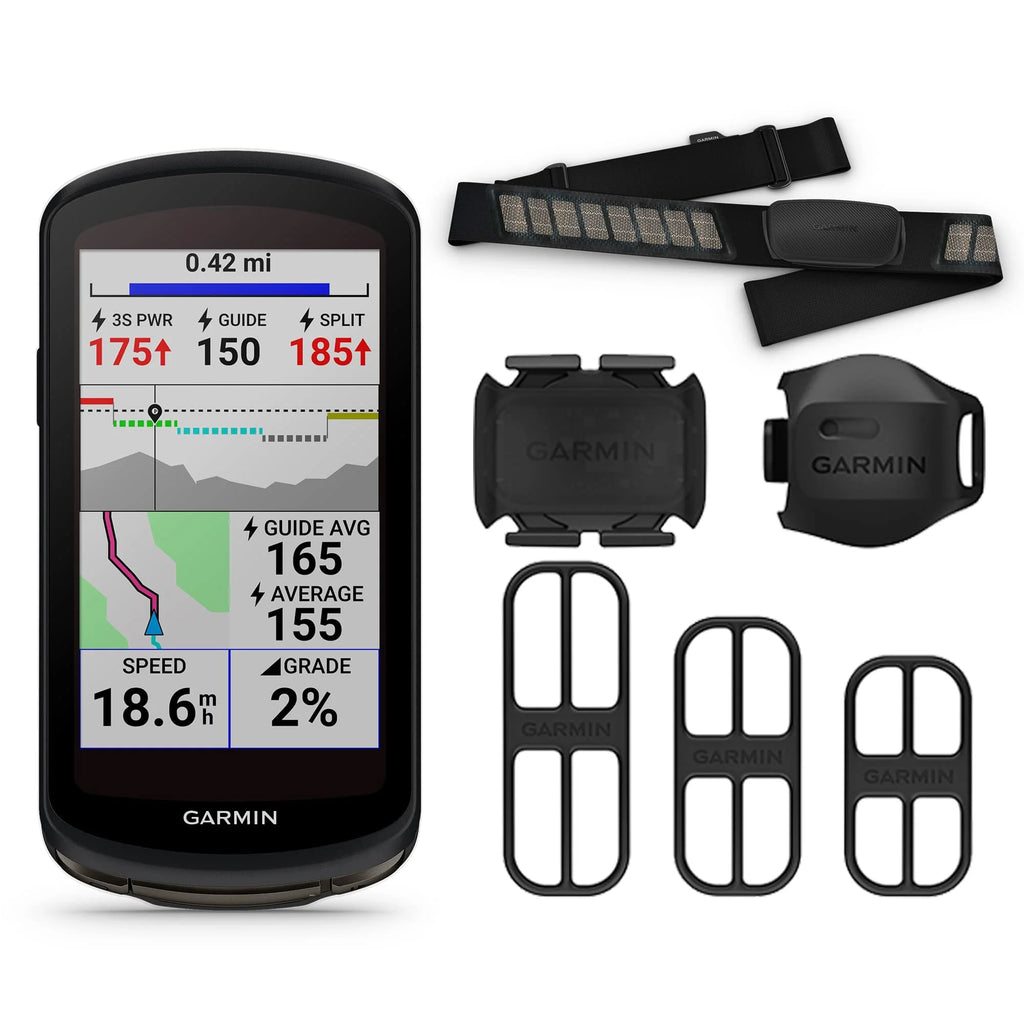 GPS Bike Computer Bundle with HRM, Speed & Cadence Sensor, Tempered Glass Screen, White Case & Tether L6110
