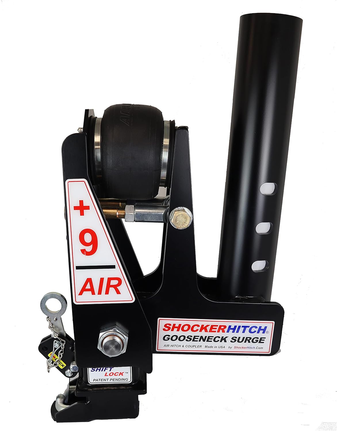 Gooseneck Air Hitch & Coupler, Round 3-15/16" Angled Pin 30K Coupler 9" Offset Y77430