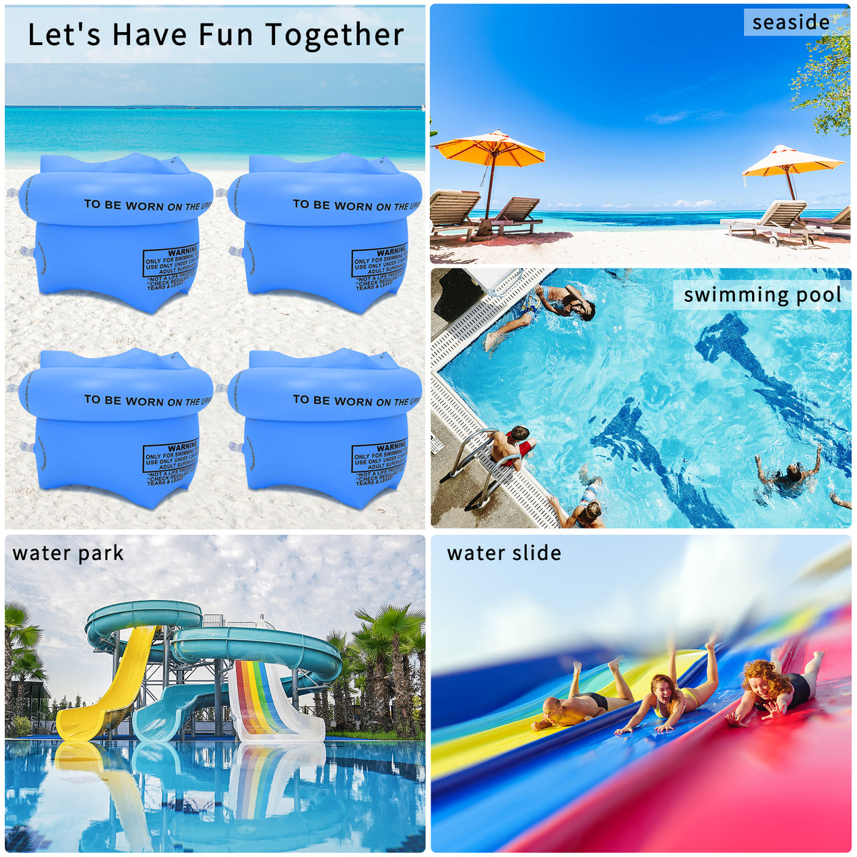 Blue 4 Pack Inflatable PVC Swimming Arm Bands A319