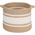 Sand Brown and White Braided Storage Basket E368
