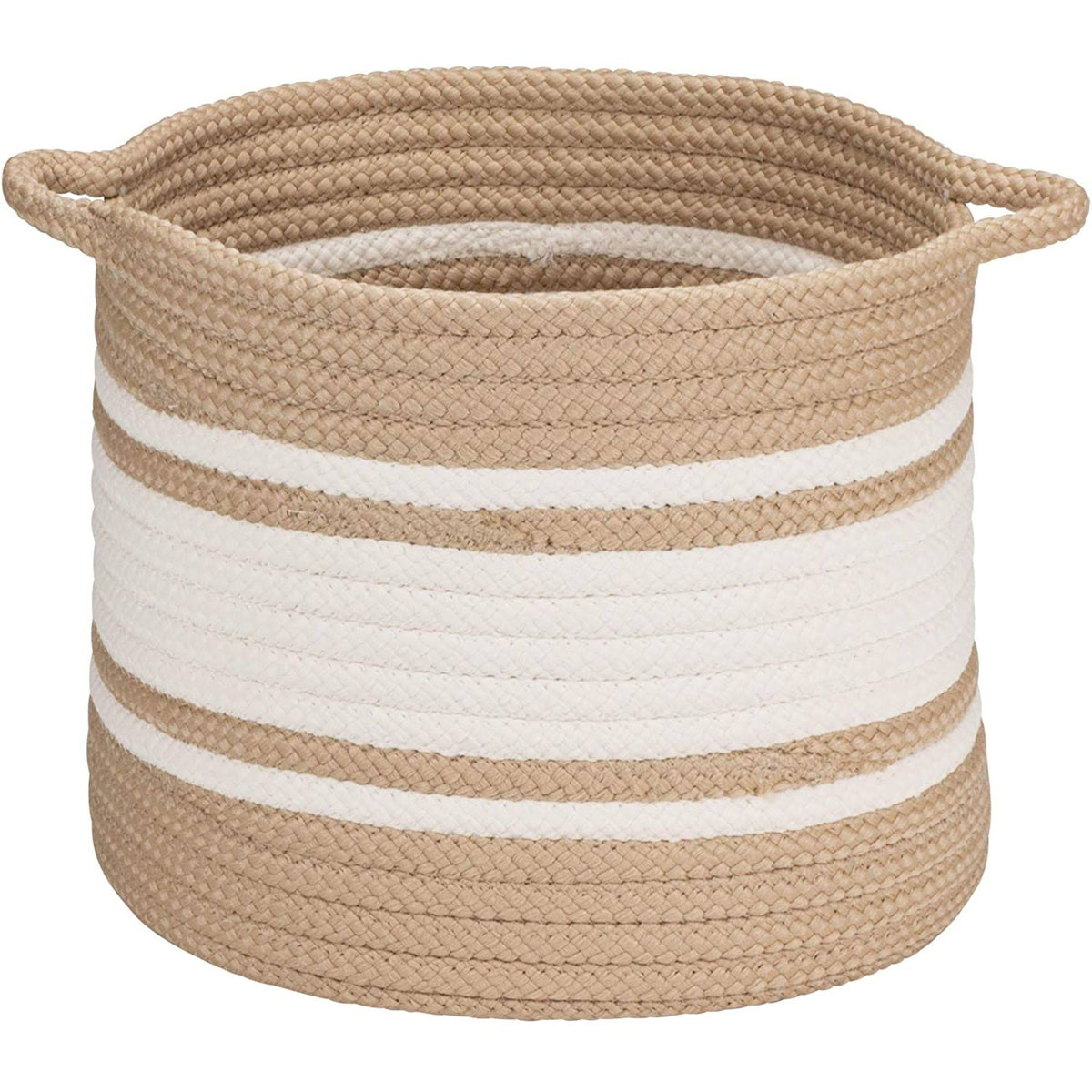 Sand Brown and White Braided Storage Basket E368