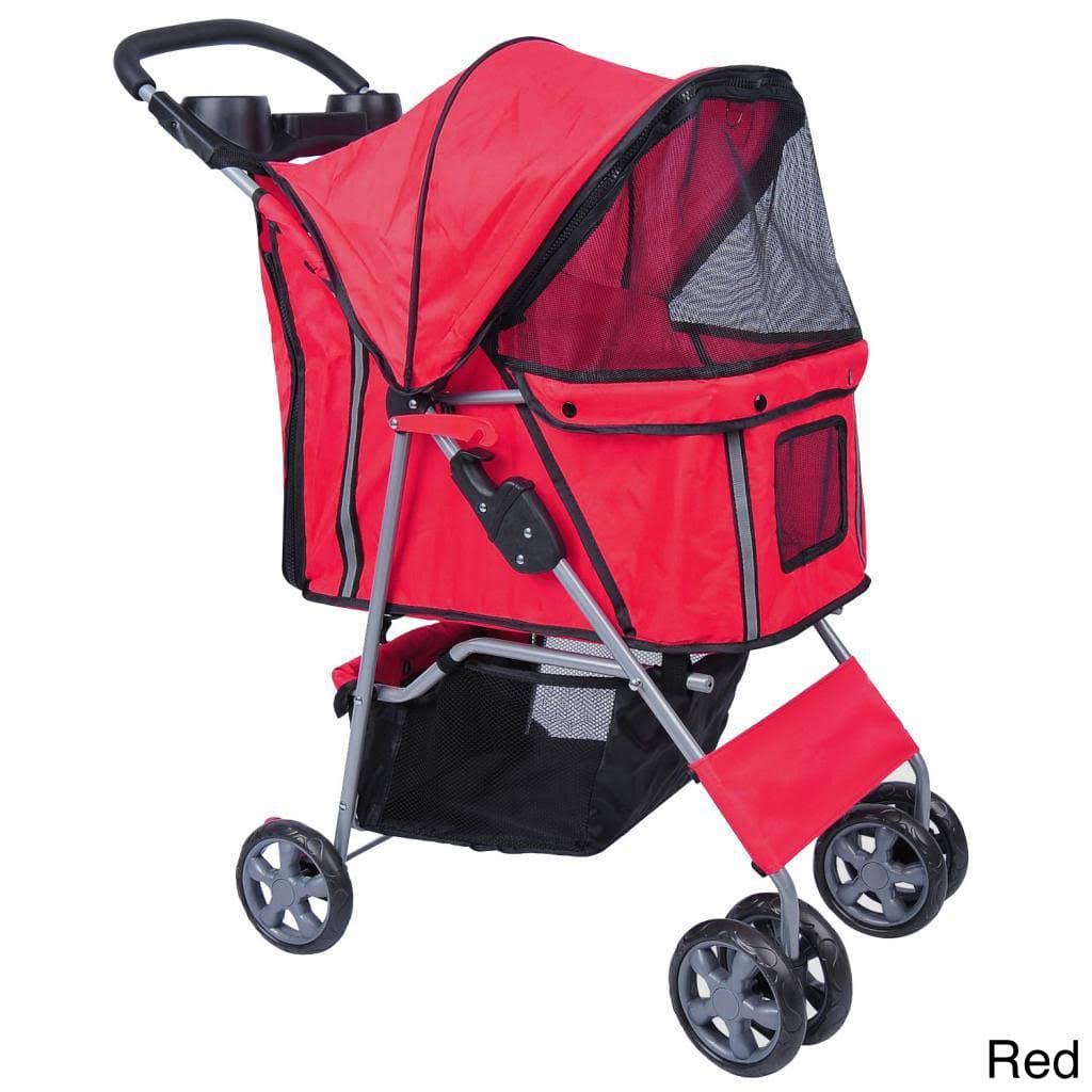 Red 4-Wheel Pet Stroller T496530
