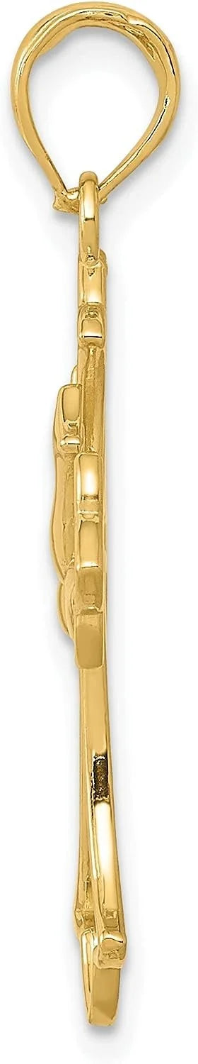 Solid 10k Yellow Gold Cross Pendant C734