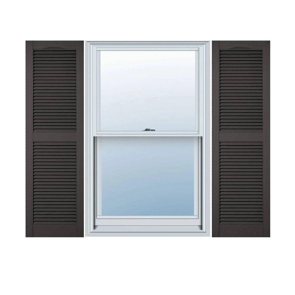 Custom Cathedral Top Center Mullion Open Louver Shutters with Shutter-Loks Per Pair I1179