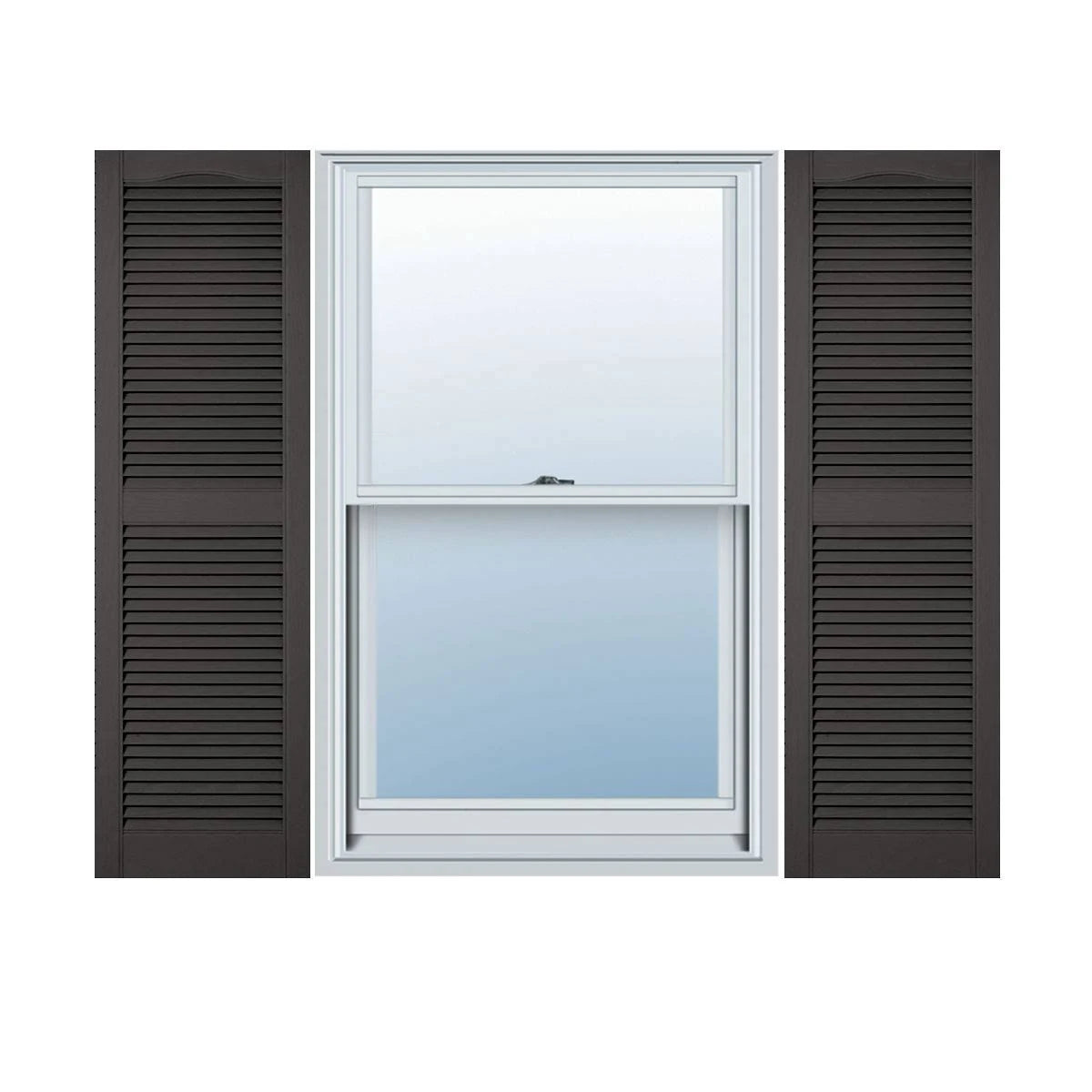 Custom Cathedral Top Center Mullion Open Louver Shutters with Shutter-Loks Per Pair I1179