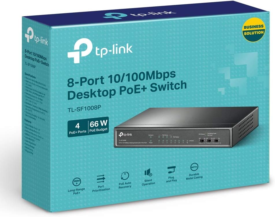 8-Port PoE Switch, 4 POE Ports, 53W, Pack of 2 T35298