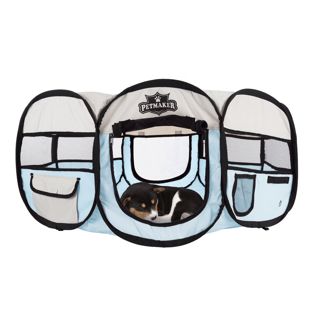 Blue Pop-Up Dog Crate with Carrying Bag Y10129