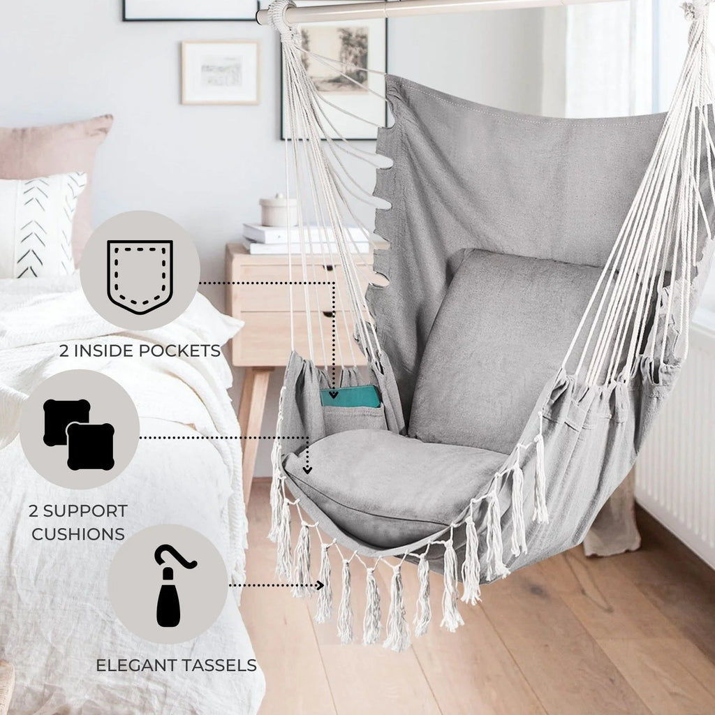 Cotton Weave Hammock Chair with Wood Spreader Bar R8167