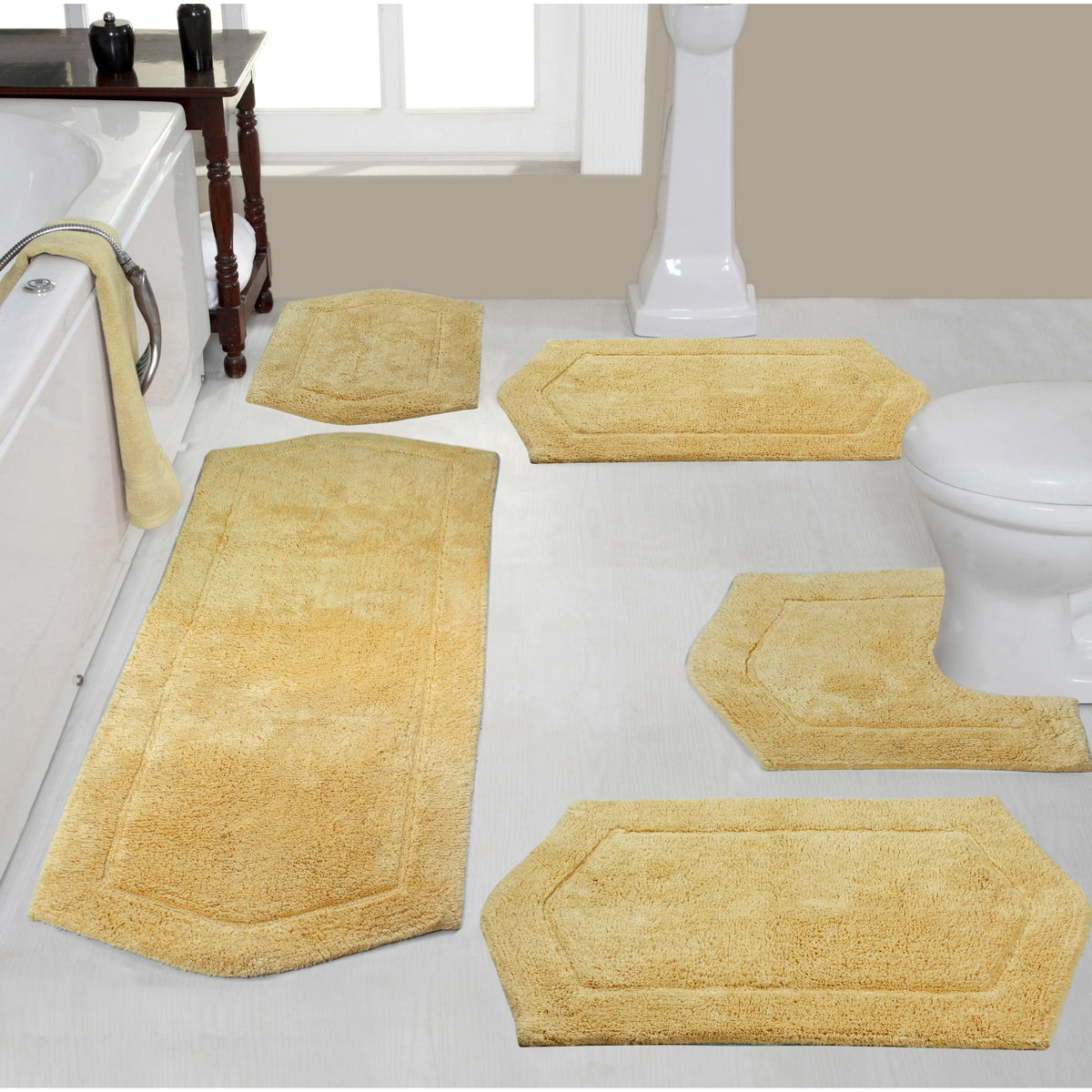 100% Cotton Tufted Bath Rug 5 Piece Set U174124