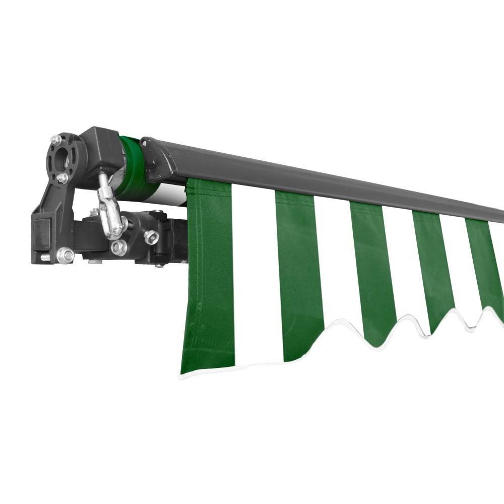 Black Frame Motorized Retractable Patio Canopy Awning 16x10 Green/White L787