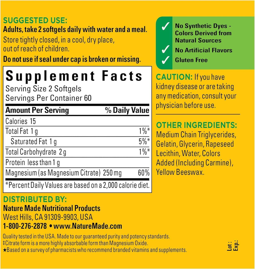 Magnesium Citrate 250 mg 120 Softgels L3145