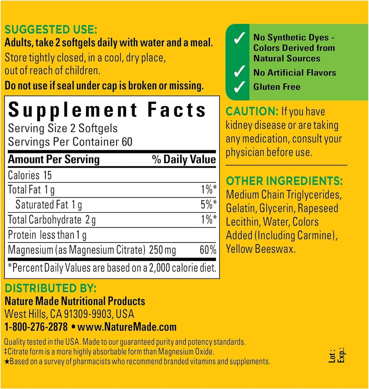 Magnesium Citrate 250 mg 120 Softgels L3145
