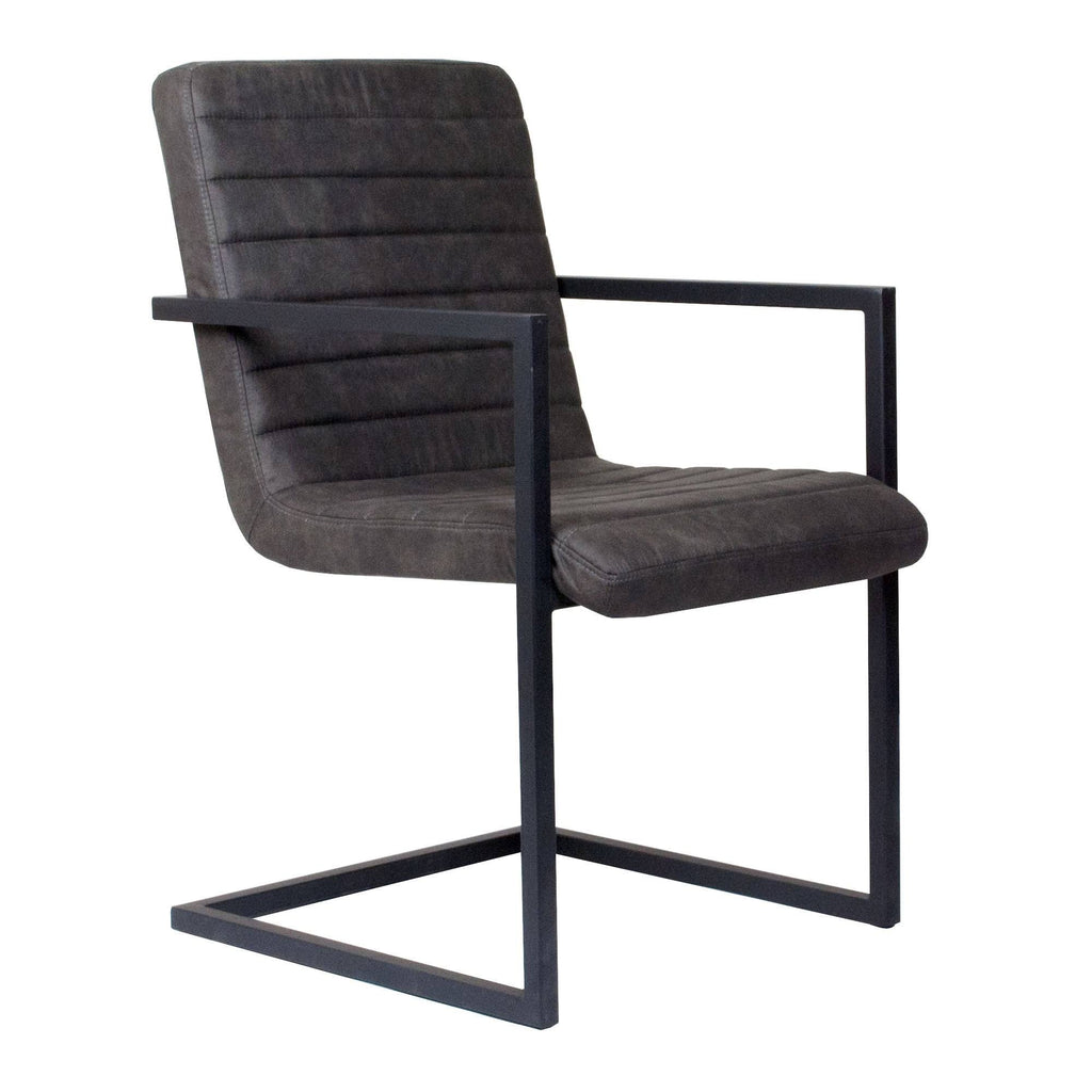 Set of 2 Modern Dining Side Chair with Leatherette - Black Grey X57490